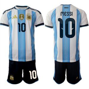 Lionel Messi White Blue Soccer Jersey Suit